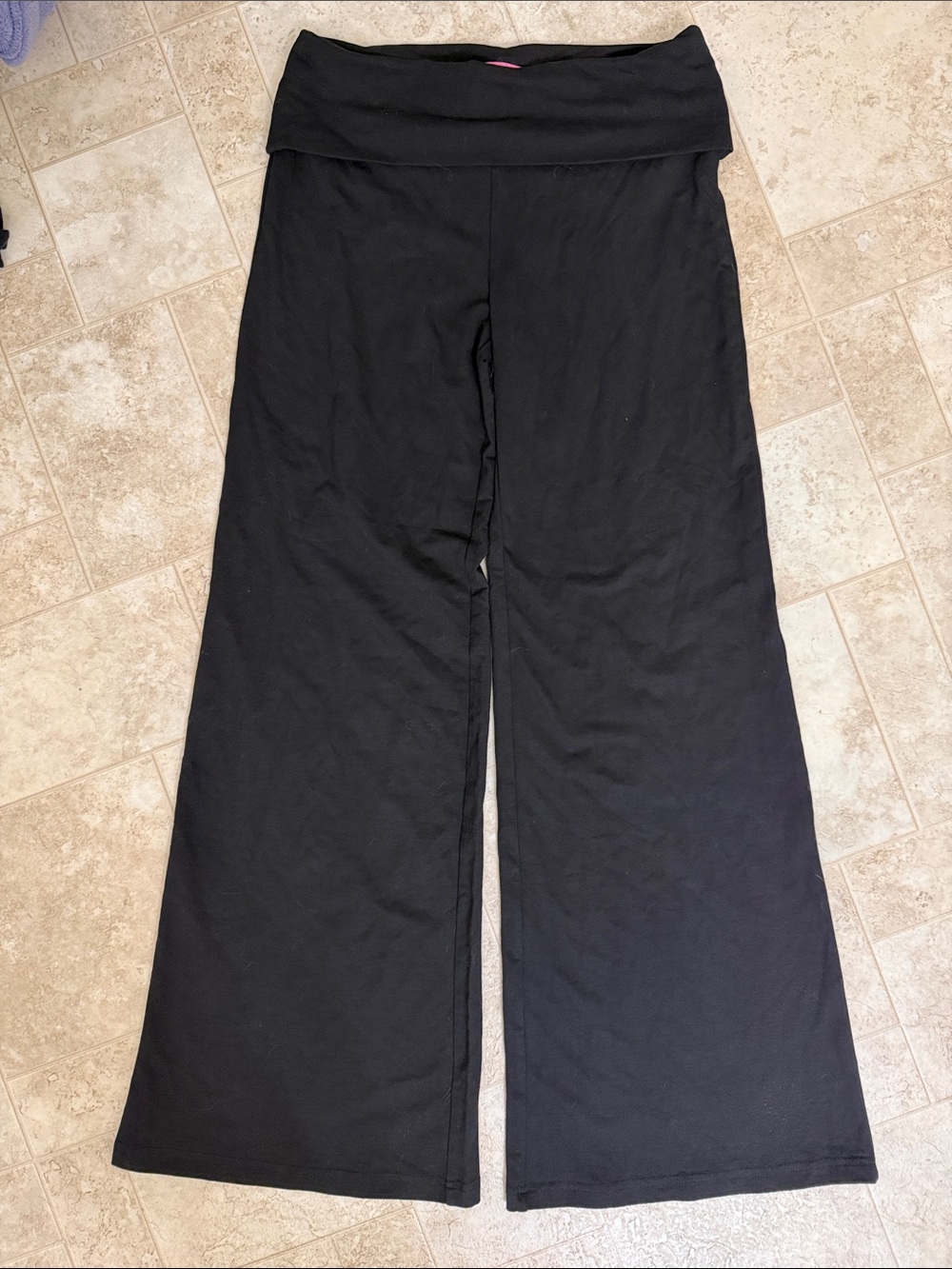 Edikted Black Fold-Over Wide Leg Pants